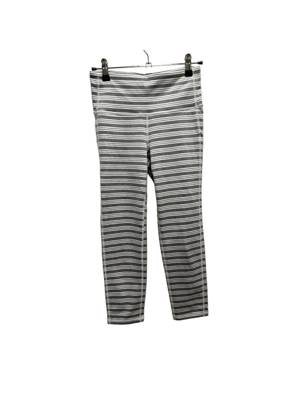 NWOT Athleta grey & white striped leggings, women’s size XS